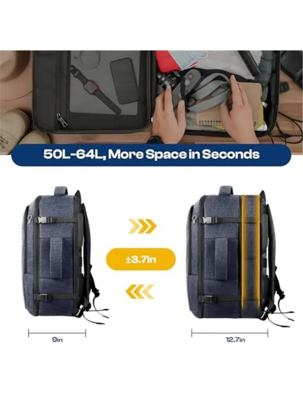 Expandable Travel Backpack Carry On TSA Approved 40L Laptop Weekender Bag